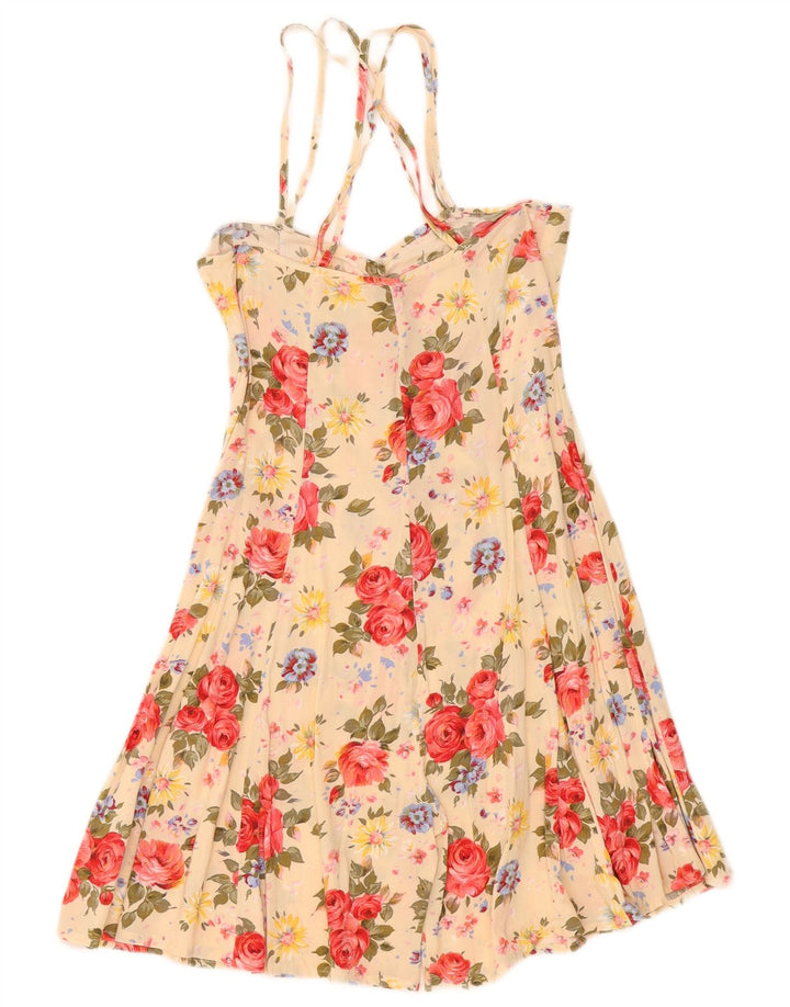 Vintage Damen Playsuit IT 42 Mittelgelbe Viskose mit Blumenmuster
