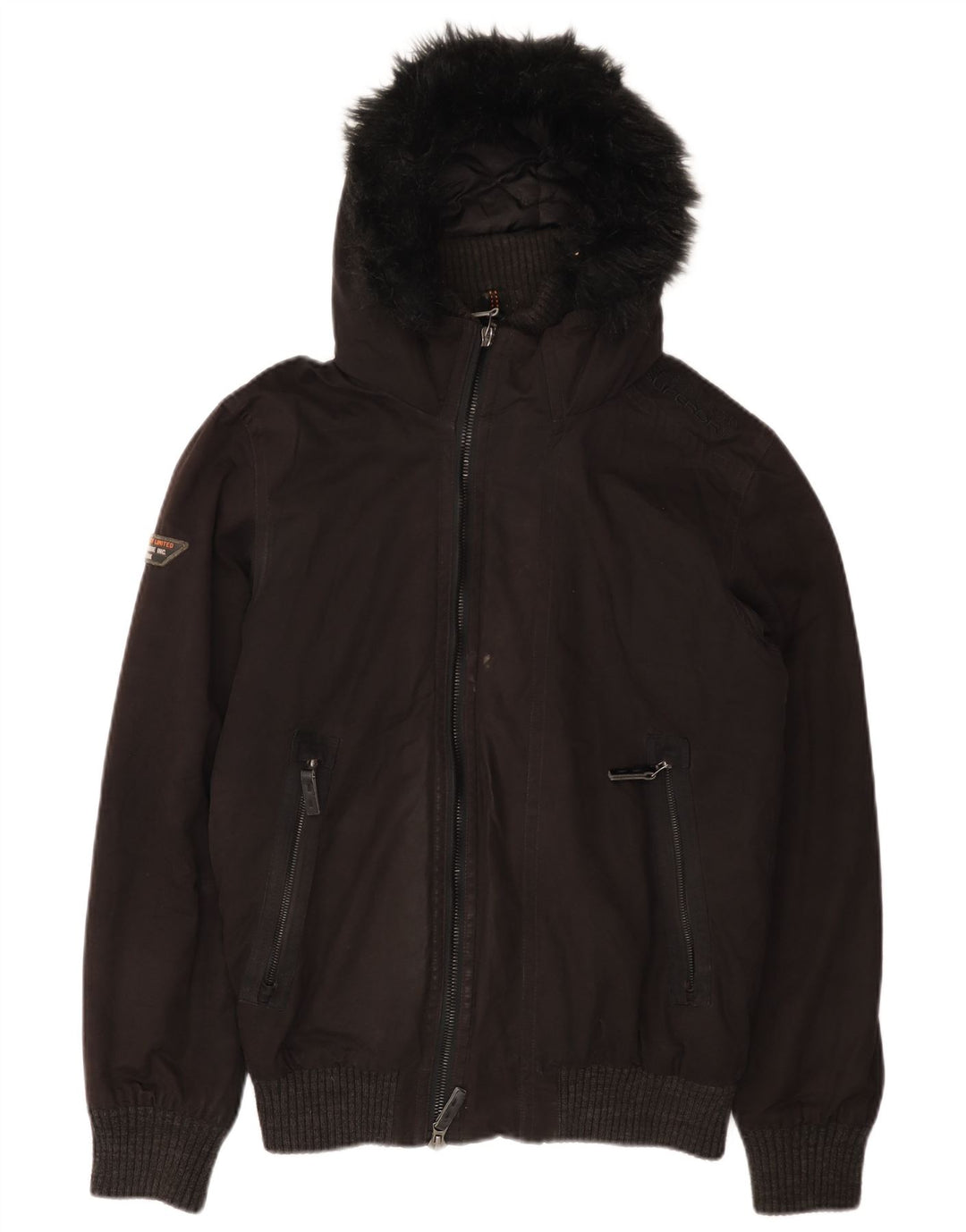 Superdry Herren-Bomberjacke mit Kapuze, UK 38, mittelschwarz