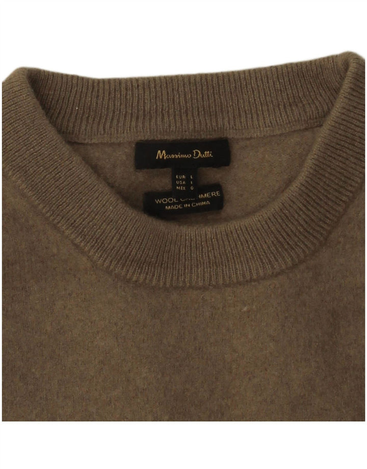 Massimo Dutti Damen-Pullover mit Rundhalsausschnitt, UK 14, große graue Wolle