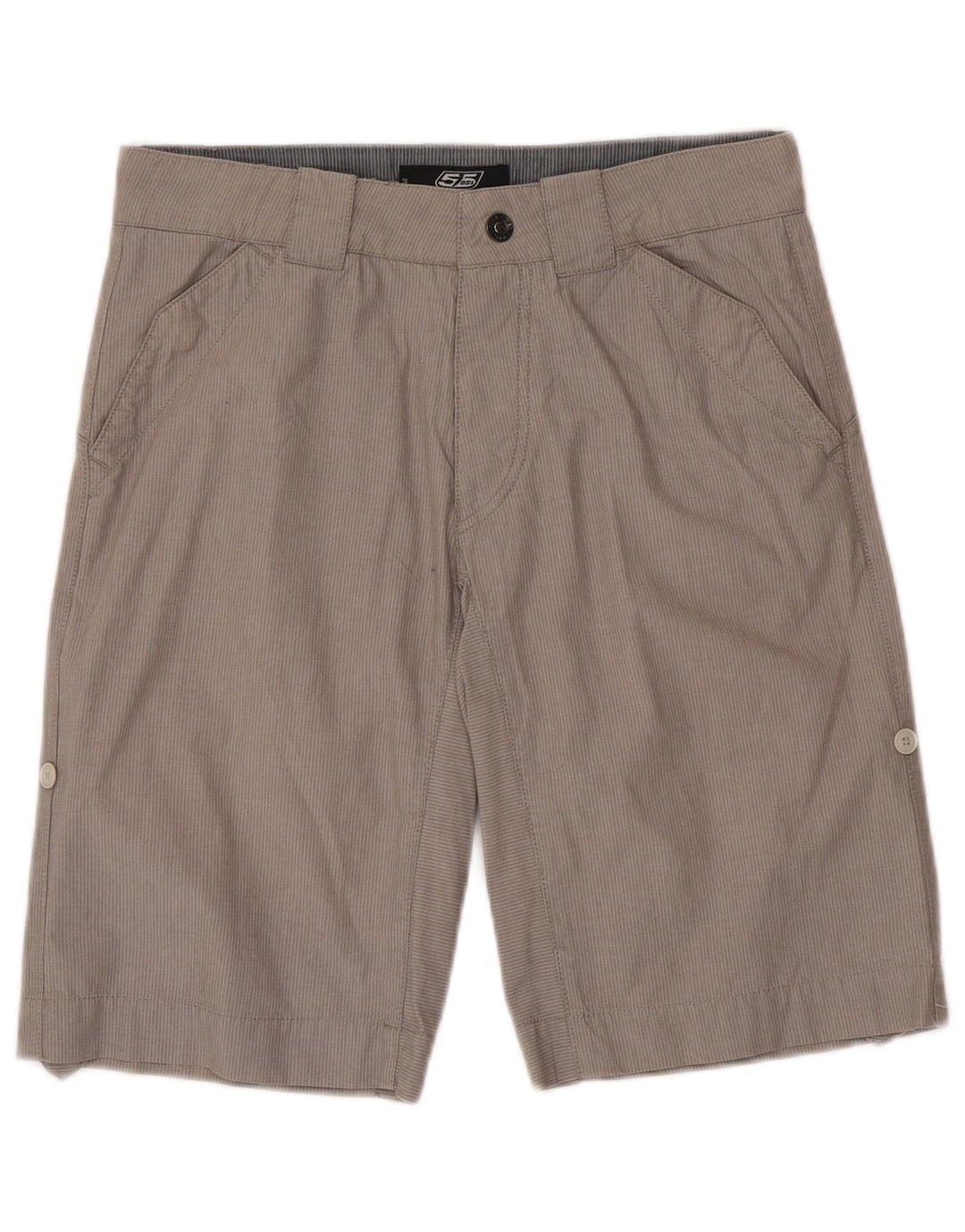 55DSL Herren-Chinoshorts W29 Mittelgraue Nadelstreifen-Baumwolle