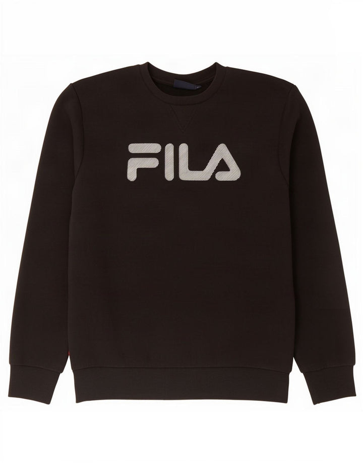 Fila Herren Grafik-Sweatshirt-Pullover aus mittelschwarzer Baumwolle