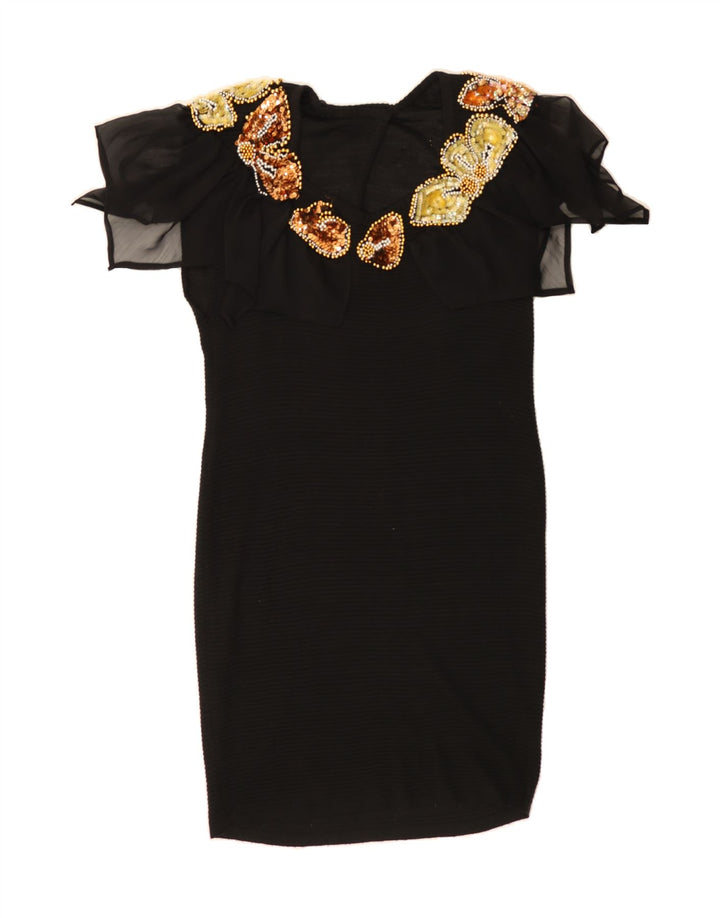 VINTAGE Womens Bodycon Dress UK 12 Medium Black Vintage Vintage and Second-Hand Vintage from Messina Hembry 