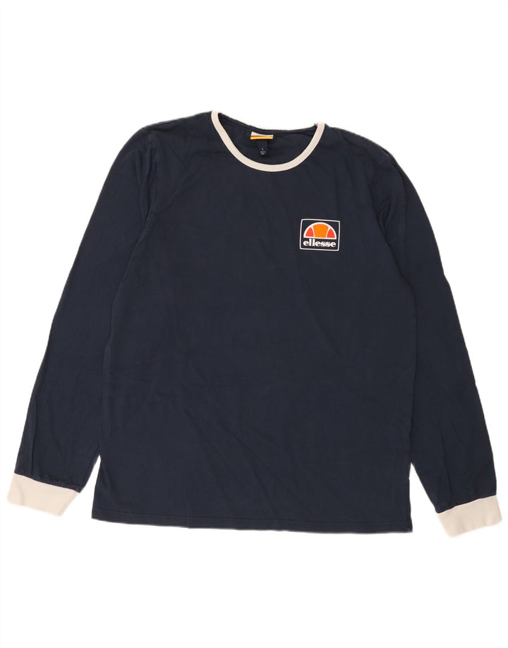 Ellesse Herren-Top, langärmelig, groß, marineblau, Baumwolle