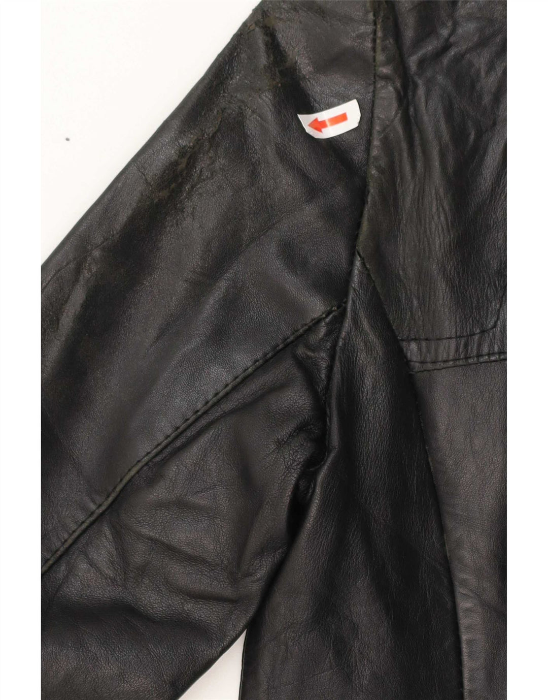 Vintage Damen Ledermantel UK 10 Small Schwarz