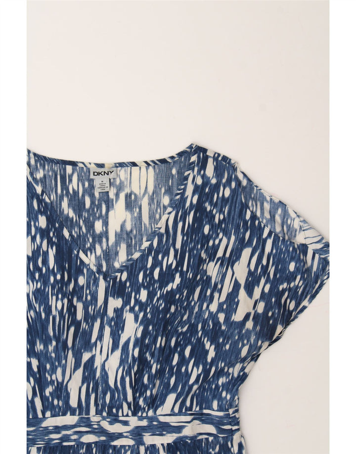DKNY Womens Abstract Pattern Shift Dress UK 14 Medium Blue Cotton Vintage Dkny and Second-Hand Dkny from Messina Hembry 