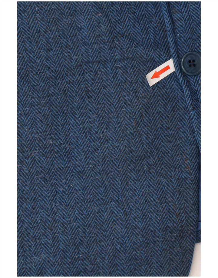 Pal Zileri Herren-Blazer mit 2 Knöpfen, IT 52 XL, blaue Fischgrätenwolle