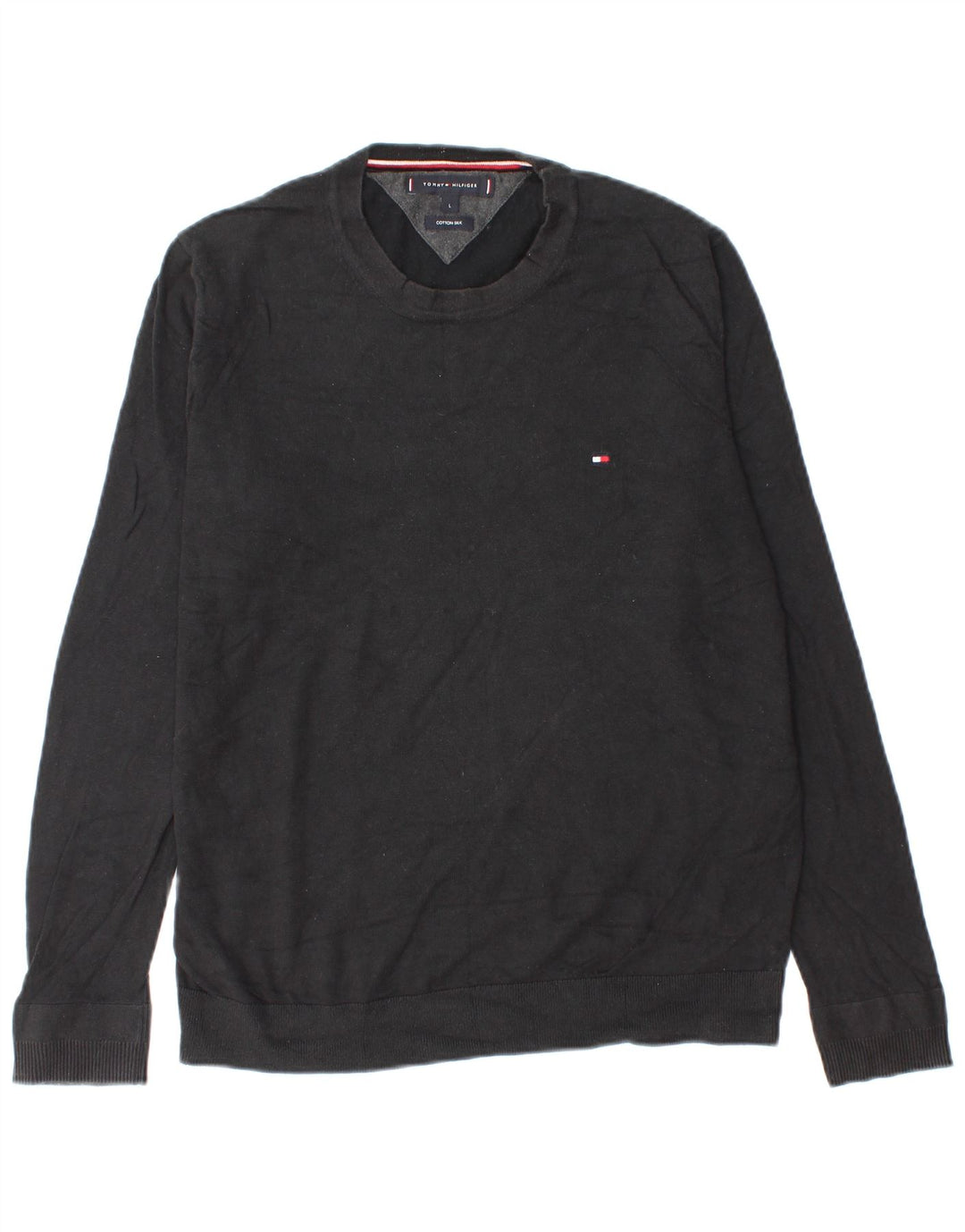 Tommy Hilfiger Jungen-Pullover mit Rundhalsausschnitt, 15–16 Jahre, Größe L, Schwarz