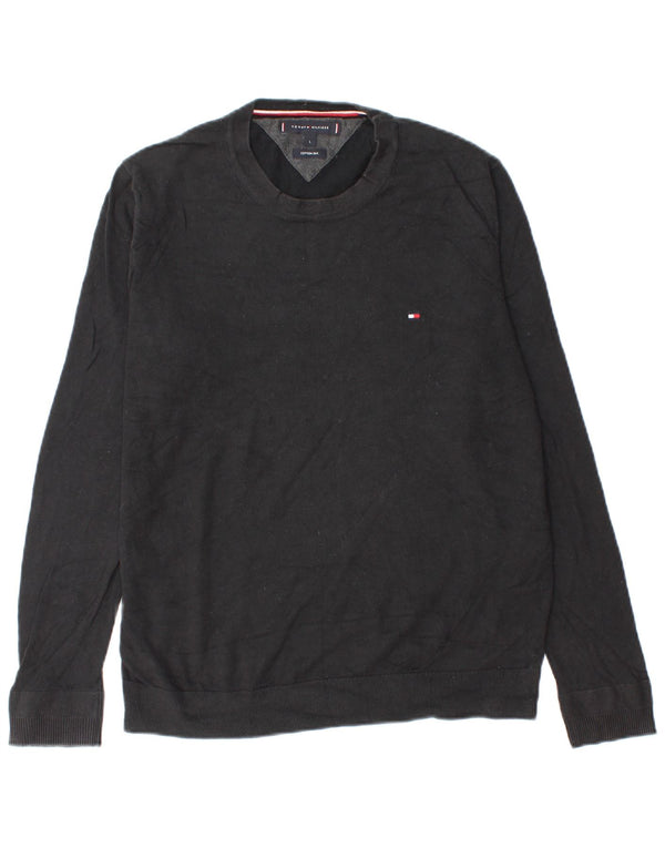Tommy Hilfiger Jungen-Pullover mit Rundhalsausschnitt, 15–16 Jahre, Größe L, Schwarz
