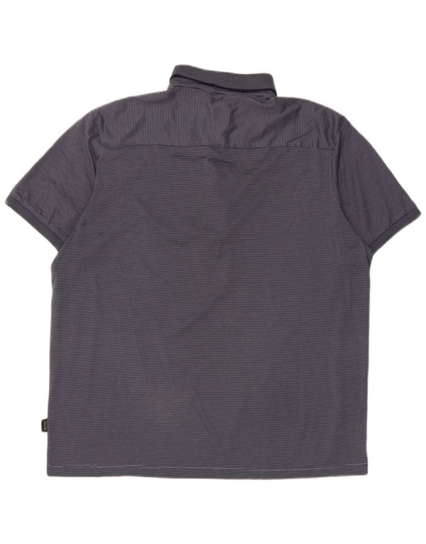 Hugo Boss Herren-Poloshirt mit normaler Passform, großes marineblaues Nadelstreifenmuster