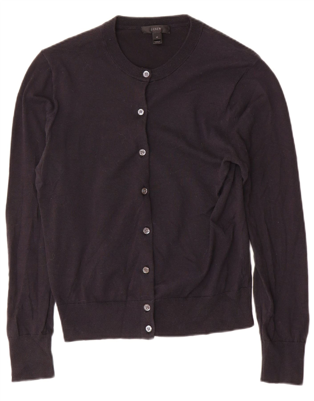 J. Crew Damen Crop Cardigan Pullover UK 12 Medium Navy Blue Baumwolle