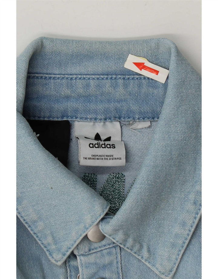 Adidas Herren Graphic Kurzarm-Jeanshemd Mittelblau