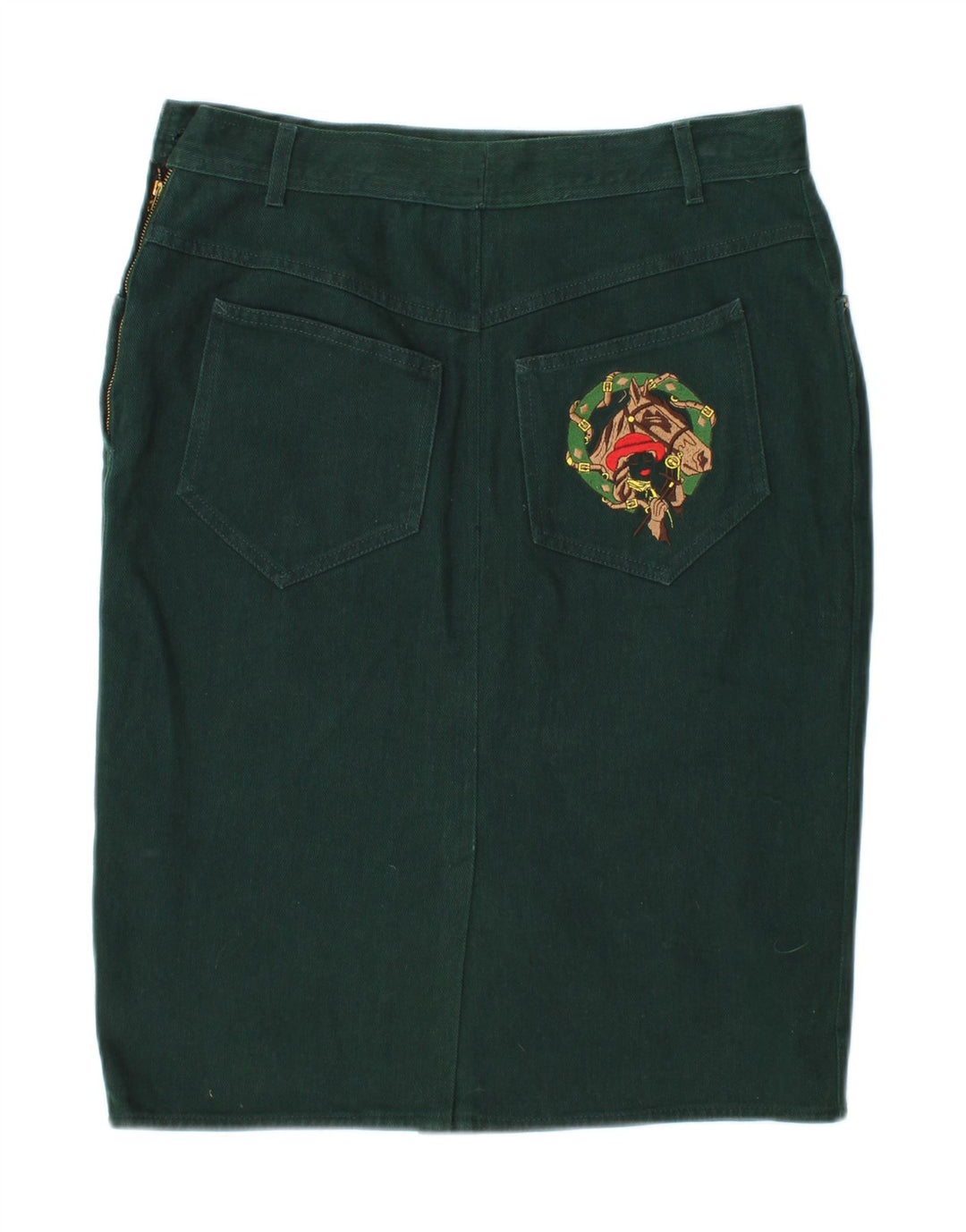 VINTAGE Womens Pencil Skirt W32 Large Green Cotton Vintage Vintage and Second-Hand Vintage from Messina Hembry 