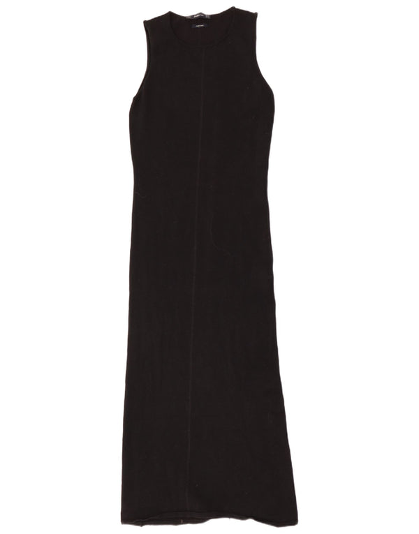 Zara Damen Ärmelloses Pulloverkleid UK 12 Mittelschwarze Merinowolle