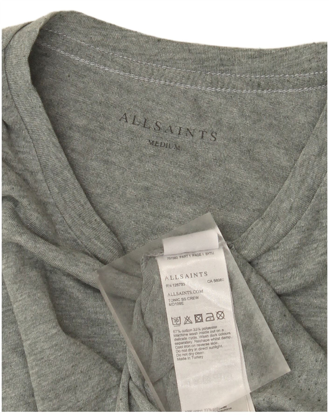 All Saints Herren-T-Shirt aus mittelgrüner Baumwolle