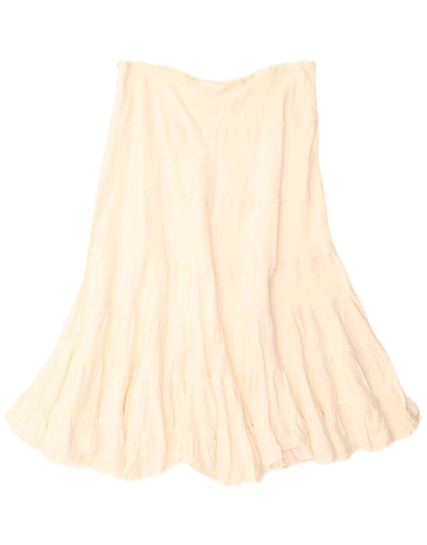VINTAGE Womens A-Line Skirt W34 Large  Beige Linen