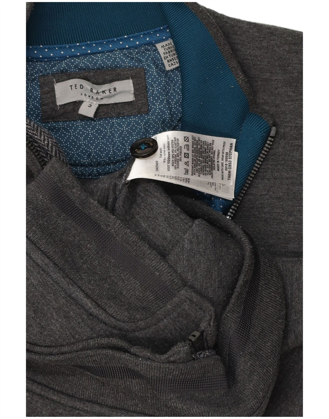 Ted Baker Herren-Trainingsanzug-Oberteil, Jacke, Größe 3, mittelgraues Polyester