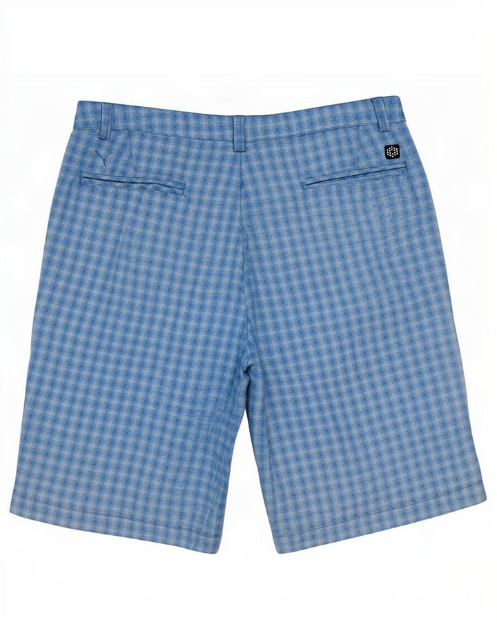 Puma Herren Chino-Shorts, Größe L, W36, blau kariert
