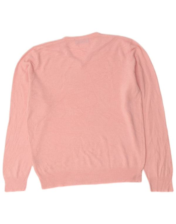 Marks & Spencer Mens Blue Harbour V-Neck Jumper Sweater Medium Pink Acrylic