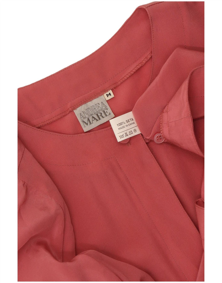 Andrea Mare – Übergroße Damen-Hemdbluse, UK 14, mittelrosa Seide