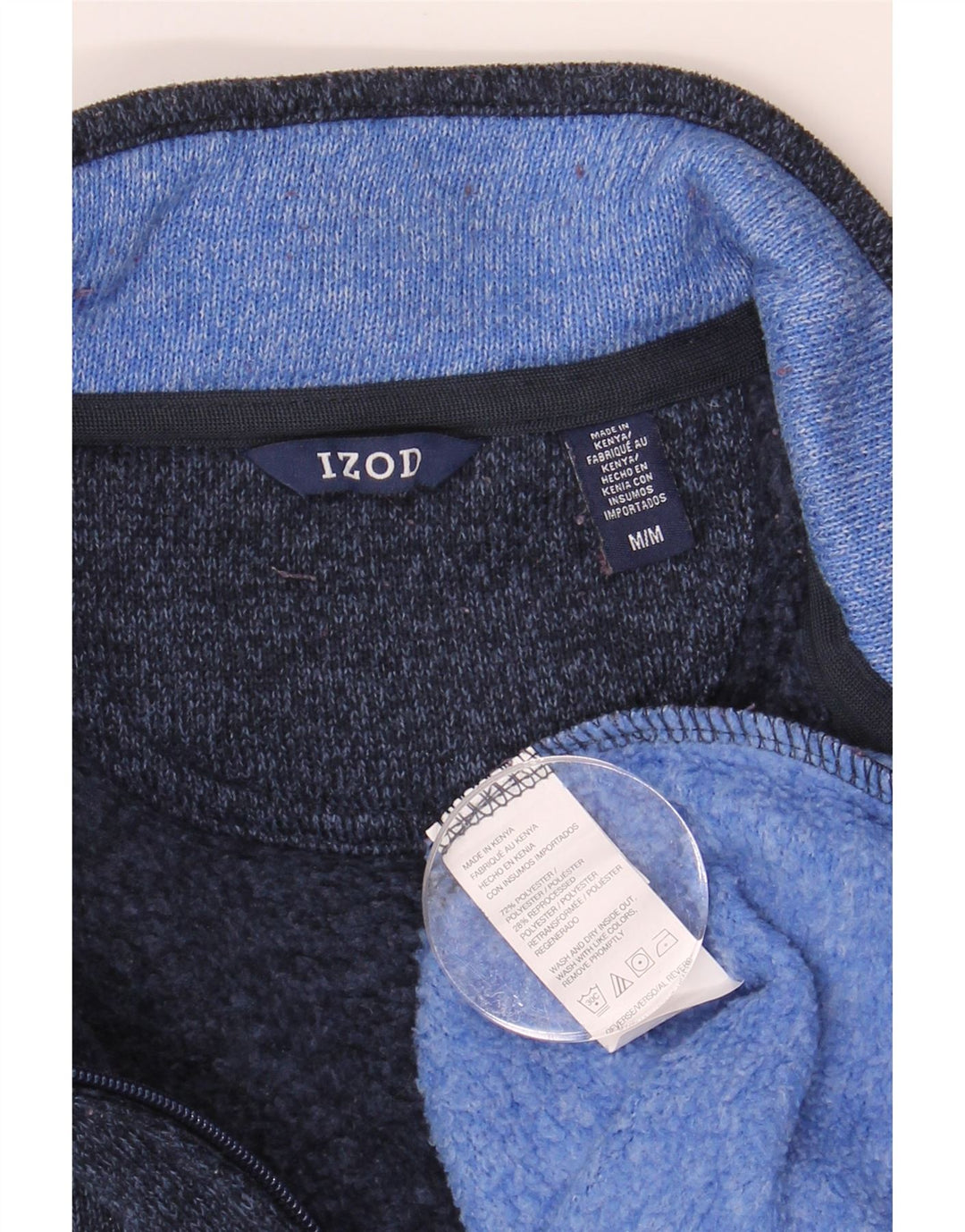 IZOD Mens Zip Neck Sweatshirt Jumper Medium Navy Blue Colourblock Vintage Izod and Second-Hand Izod from Messina Hembry 