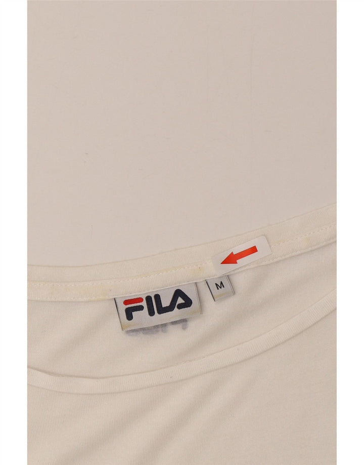 Fila Damen Übergroßes T-Shirt-Oberteil UK 14 Mittelweiß gestreift