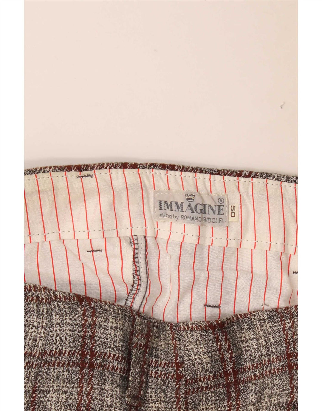 Vintage Herren-Chinohose mit Klammern, IT 50, groß, W32, L32, grau kariert