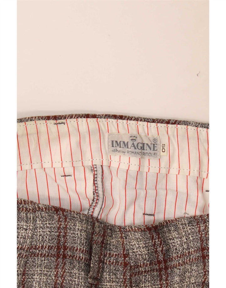 Vintage Herren-Chinohose mit Klammern, IT 50, groß, W32, L32, grau kariert