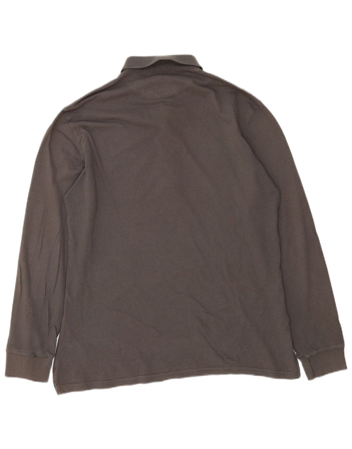 GAS Herren-Langarm-Poloshirt, große graue Baumwolle