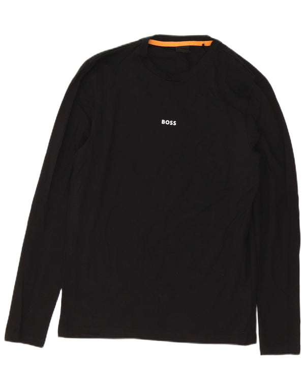Hugo Boss Herren-Top, langärmelig, klein, schwarze Baumwolle
