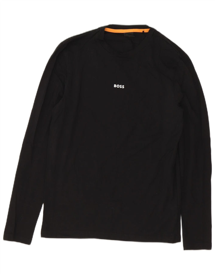 Hugo Boss Herren-Top, langärmelig, klein, schwarze Baumwolle