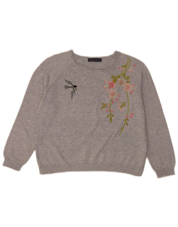 Marks & Spencer Damen Crop Crew Neck Pullover Pullover UK 16 Large Grau