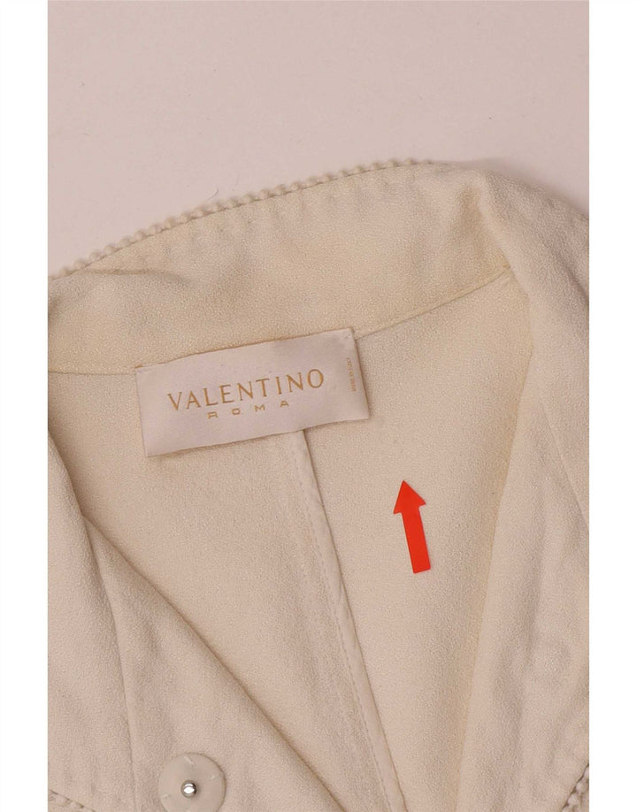 Valentino Womens Crop 1 Button Blazer Jacke IT 44 Mittelweiße Baumwolle