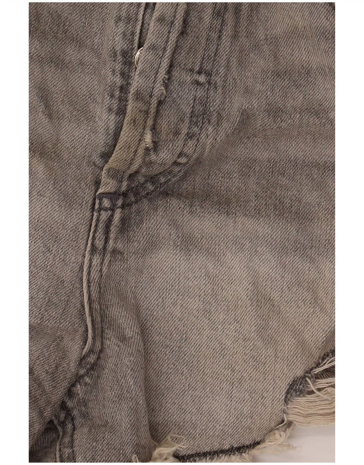 Zara Damen Denim Distressed Hotpants EU 40 Medium W30 Graue Baumwolle