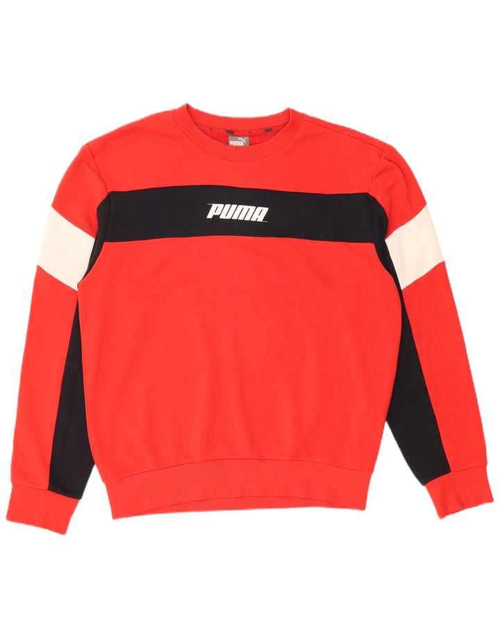 Puma Herren Grafik-Sweatshirt-Pullover, klein, rot, Colourblock-Baumwolle