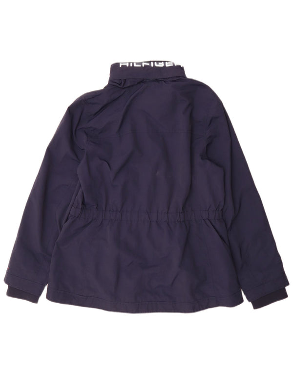 Tommy Hilfiger Damen Regenjacke UK 14 Large Marineblau Colourblock Nylon