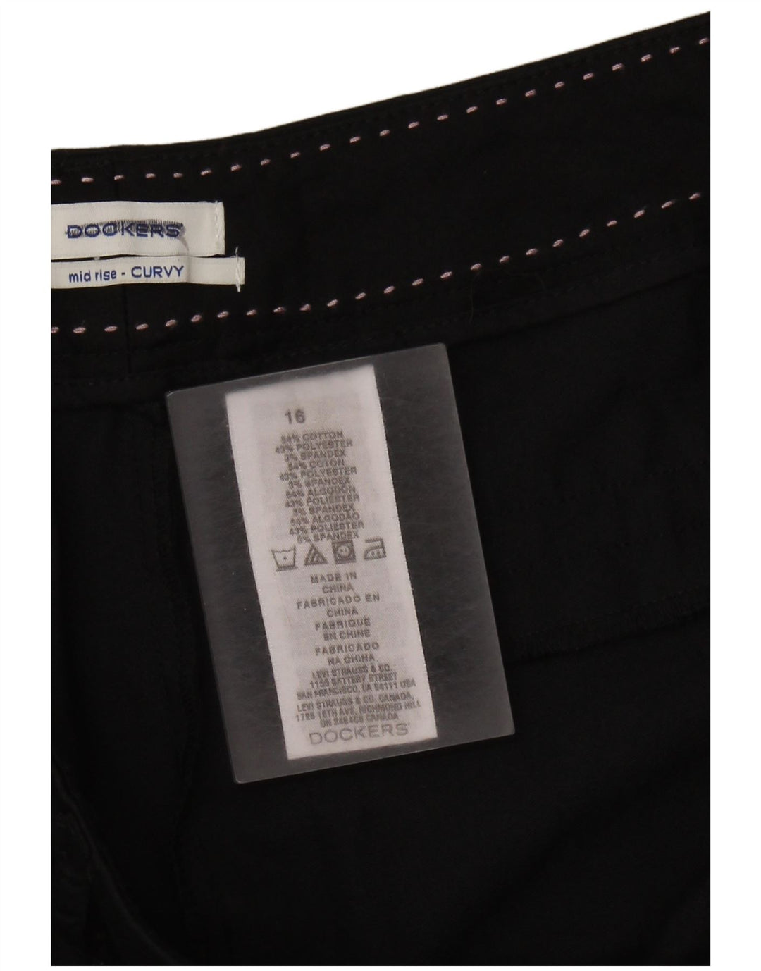 DOCKERS Damen Curvy Mid Rise Capri-Hose US 16 2XL W36 L21 Schwarz