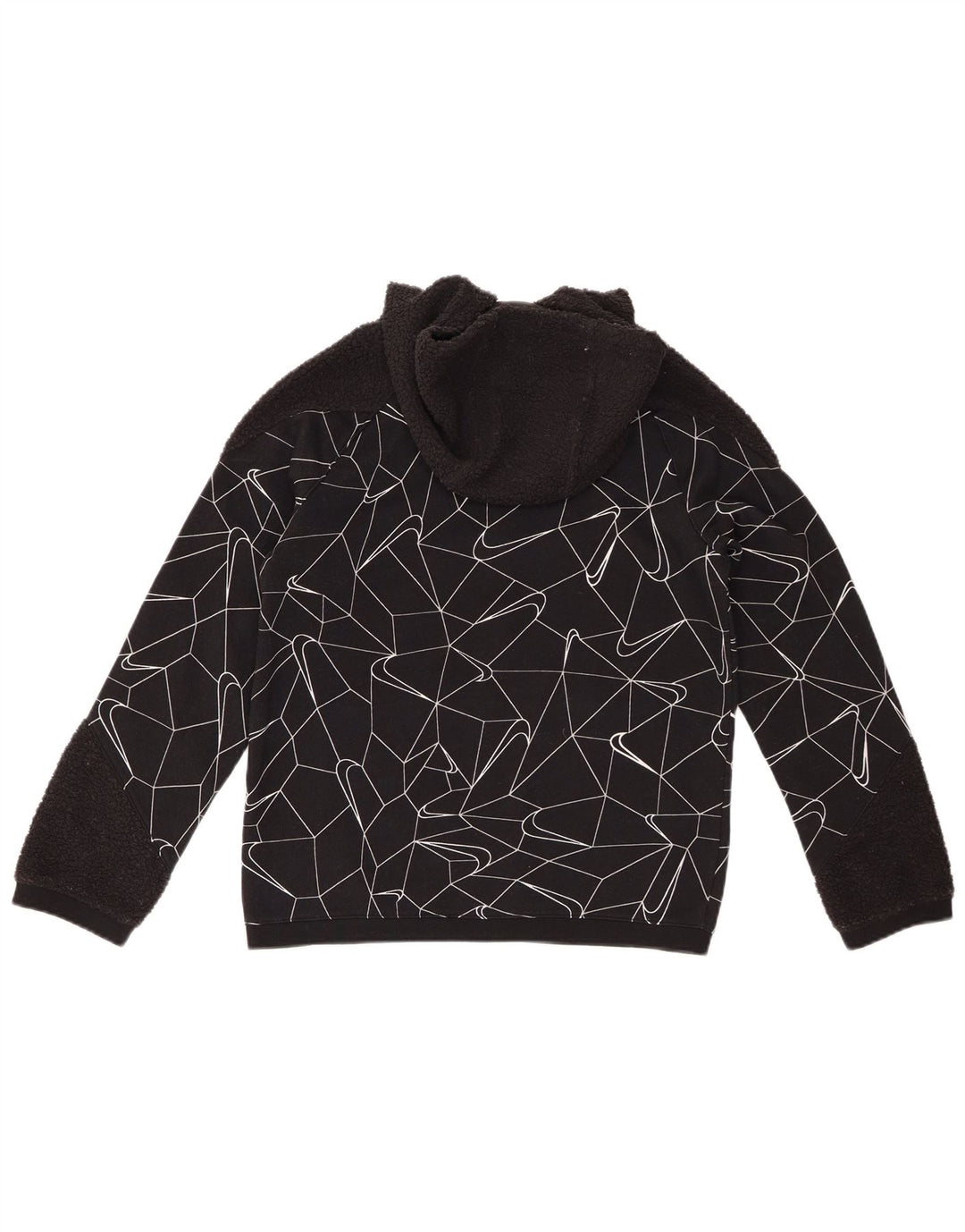 NIKE Jungen-Kapuzenpullover mit Reißverschluss, 12–13 Jahre, groß, schwarze geometrische Baumwolle
