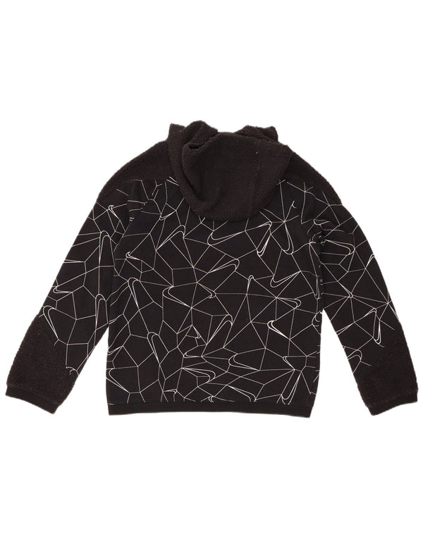 NIKE Jungen-Kapuzenpullover mit Reißverschluss, 12–13 Jahre, groß, schwarze geometrische Baumwolle