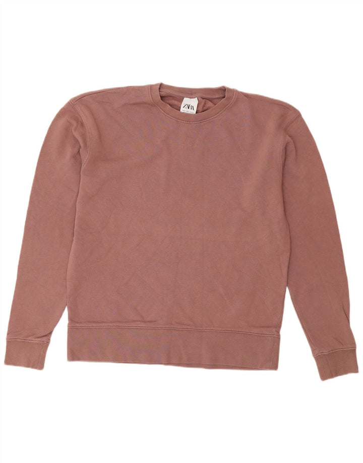 ZARA Herren Sweatshirt Pullover Small Rosa Baumwolle