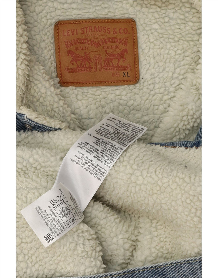 LEVI'S Herren Sherpa Jeansjacke UK 42 XL Blaue Baumwolle