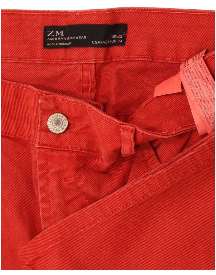 Zara Herren Jeansshorts EU 44 Large W34 Rote Baumwolle