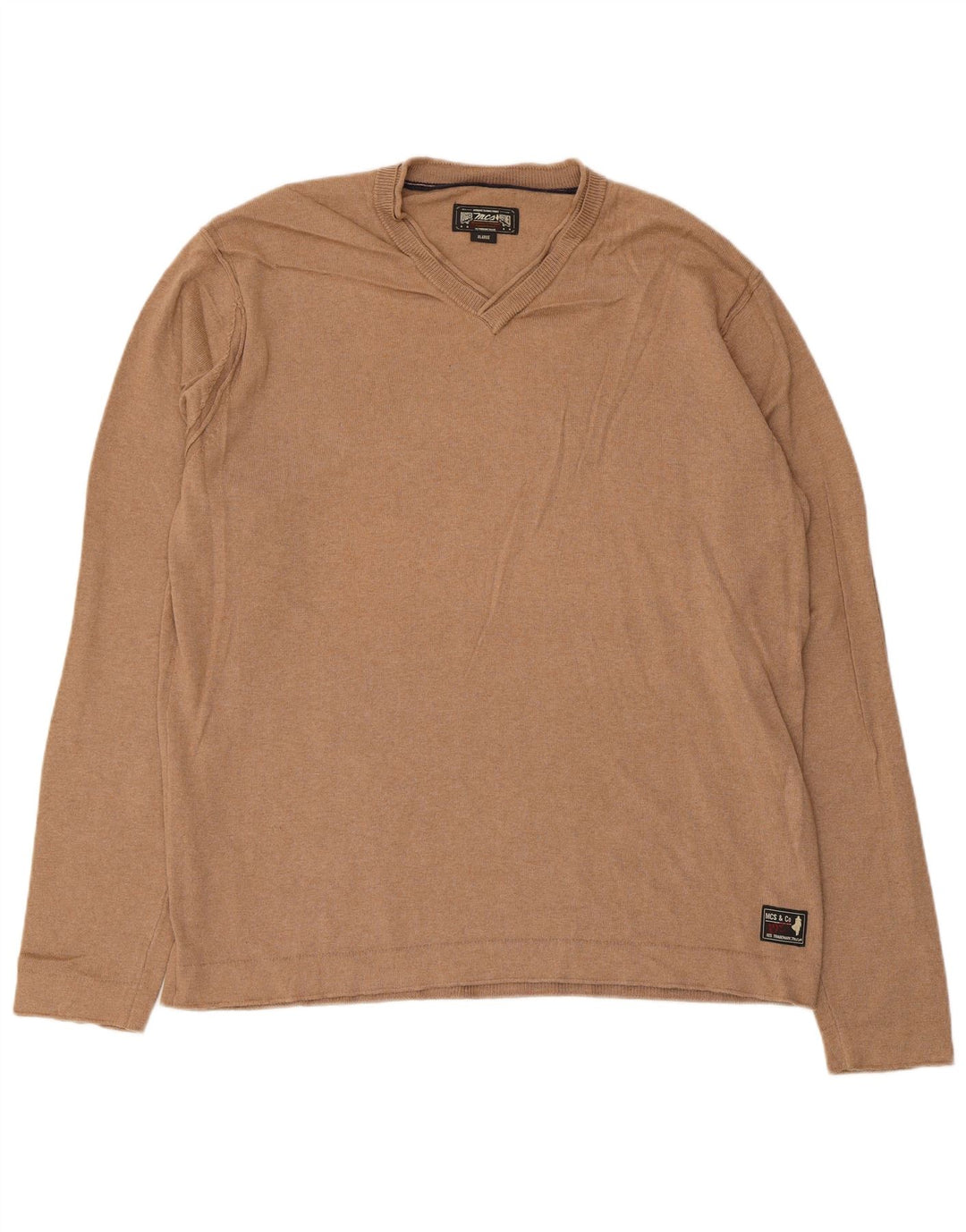Marlboro Classics Herren-Pullover mit V-Ausschnitt, XL, Beige