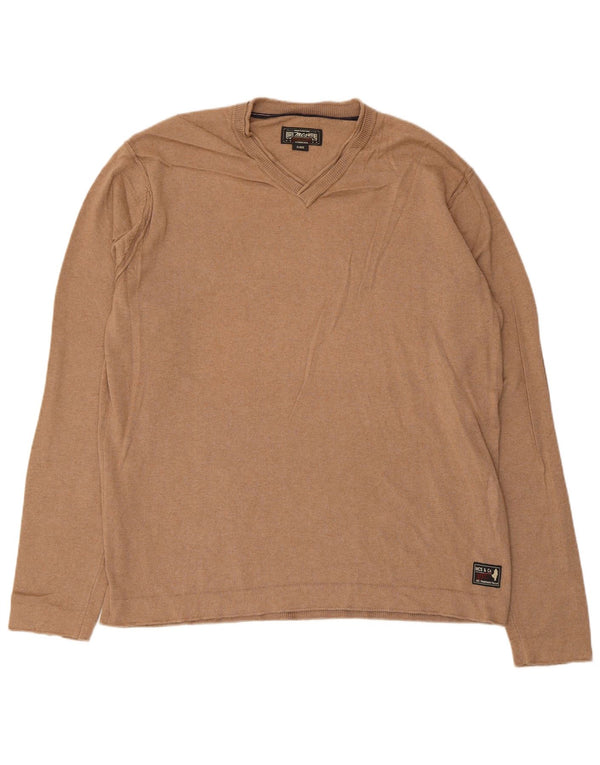 Marlboro Classics Herren-Pullover mit V-Ausschnitt, XL, Beige