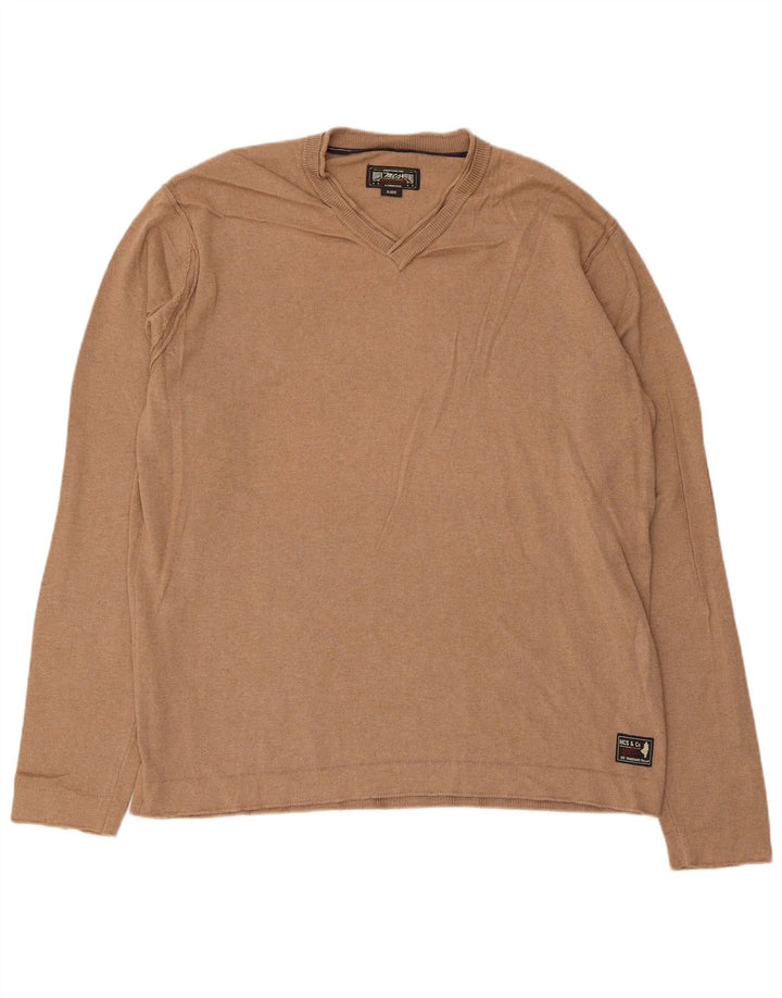 Marlboro Classics Herren-Pullover mit V-Ausschnitt, XL, Beige