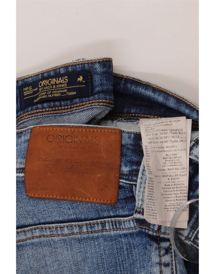 JACK & JONES Herren Slim Jeans W32 L30 Blaue Baumwolle
