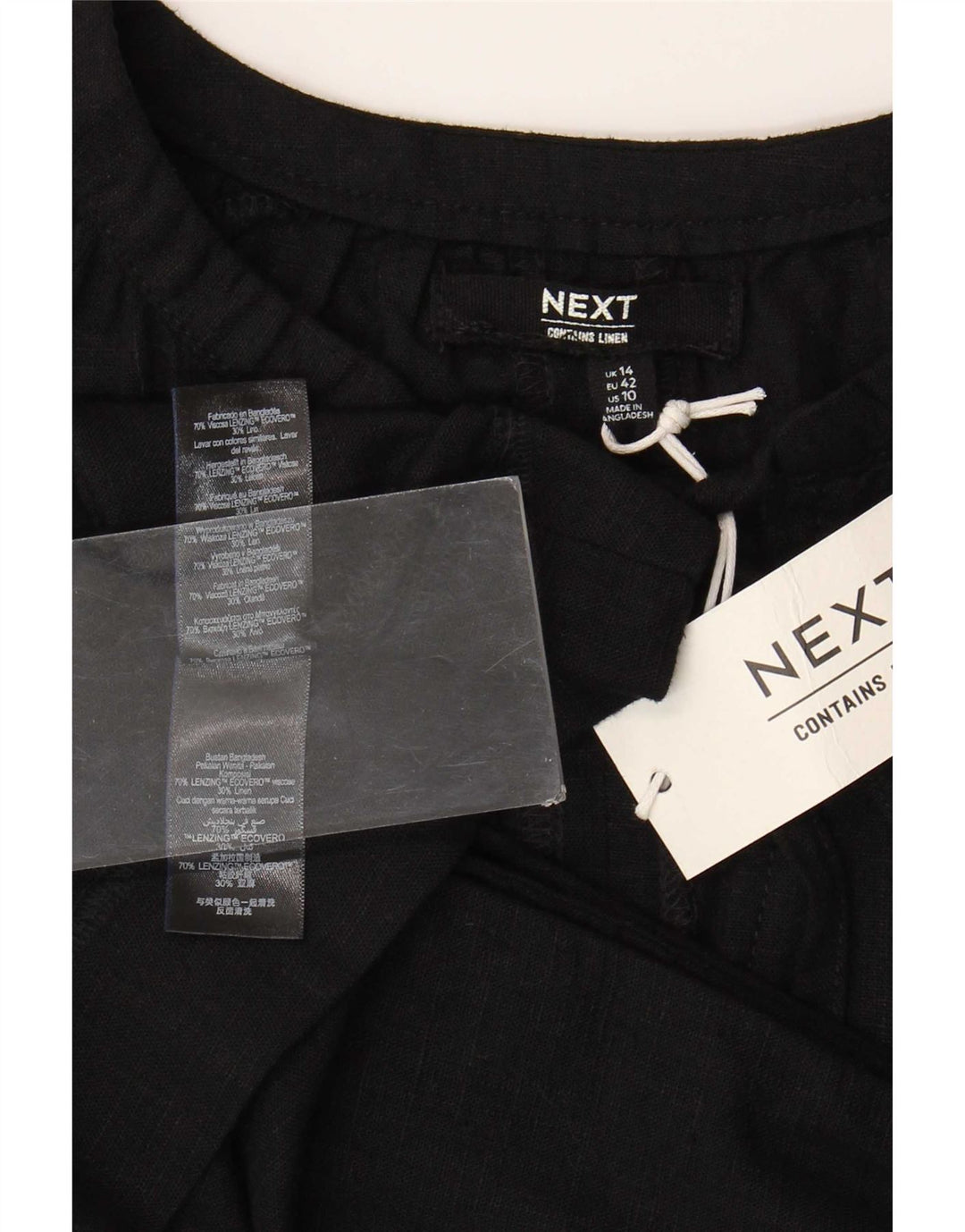 Next Damen A-Linien-Kleid UK 14 Large Schwarz Viskose