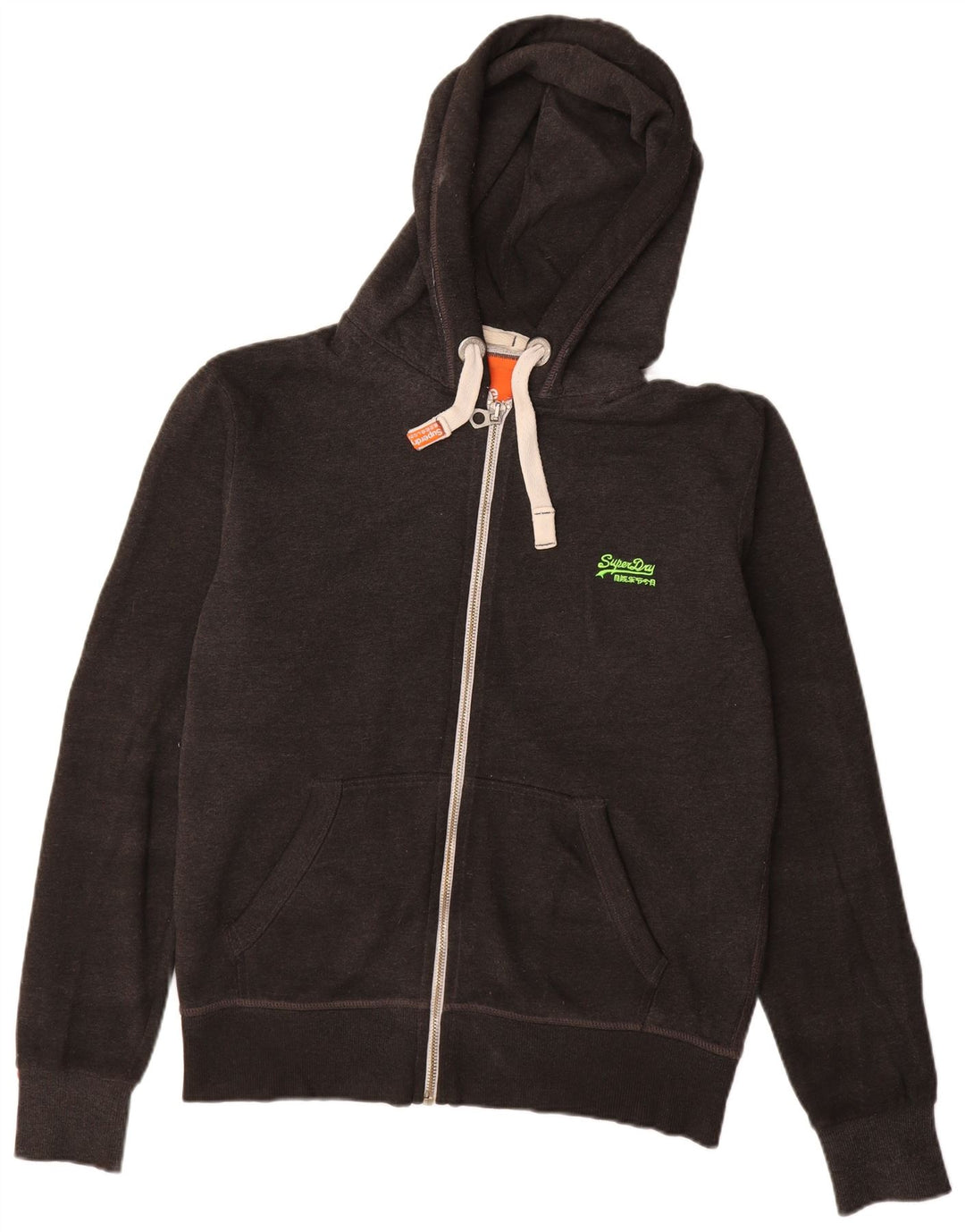 SUPERDRY Herren-Kapuzenpullover mit Reißverschluss, groß, aus grauer Baumwolle
