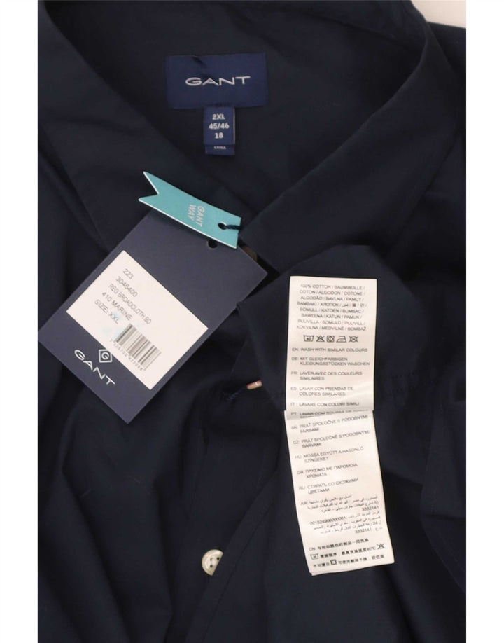 Gant Herren-Hemd, reguläre Passform, 2XL, Marineblau, Baumwolle, klassisch