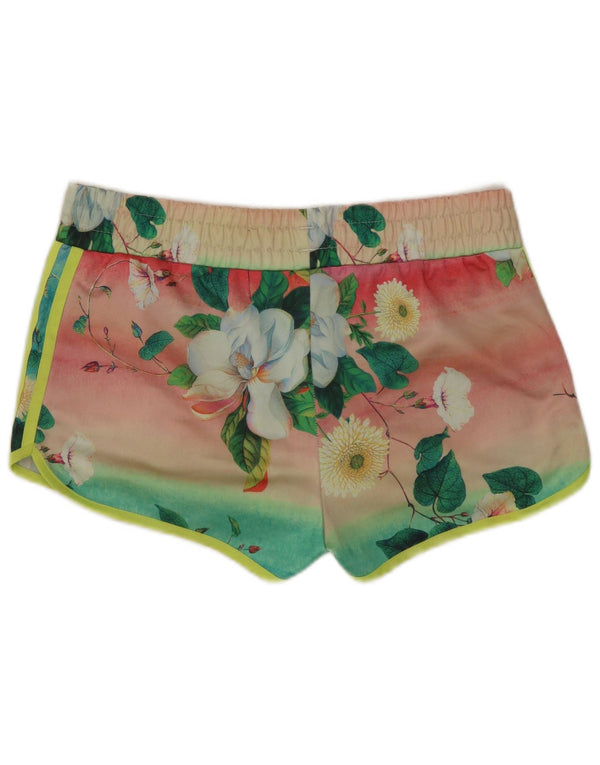 Adidas Damen Graphic Sport Shorts UK 12 Mittelgrünes Blumenmuster aus Polyester