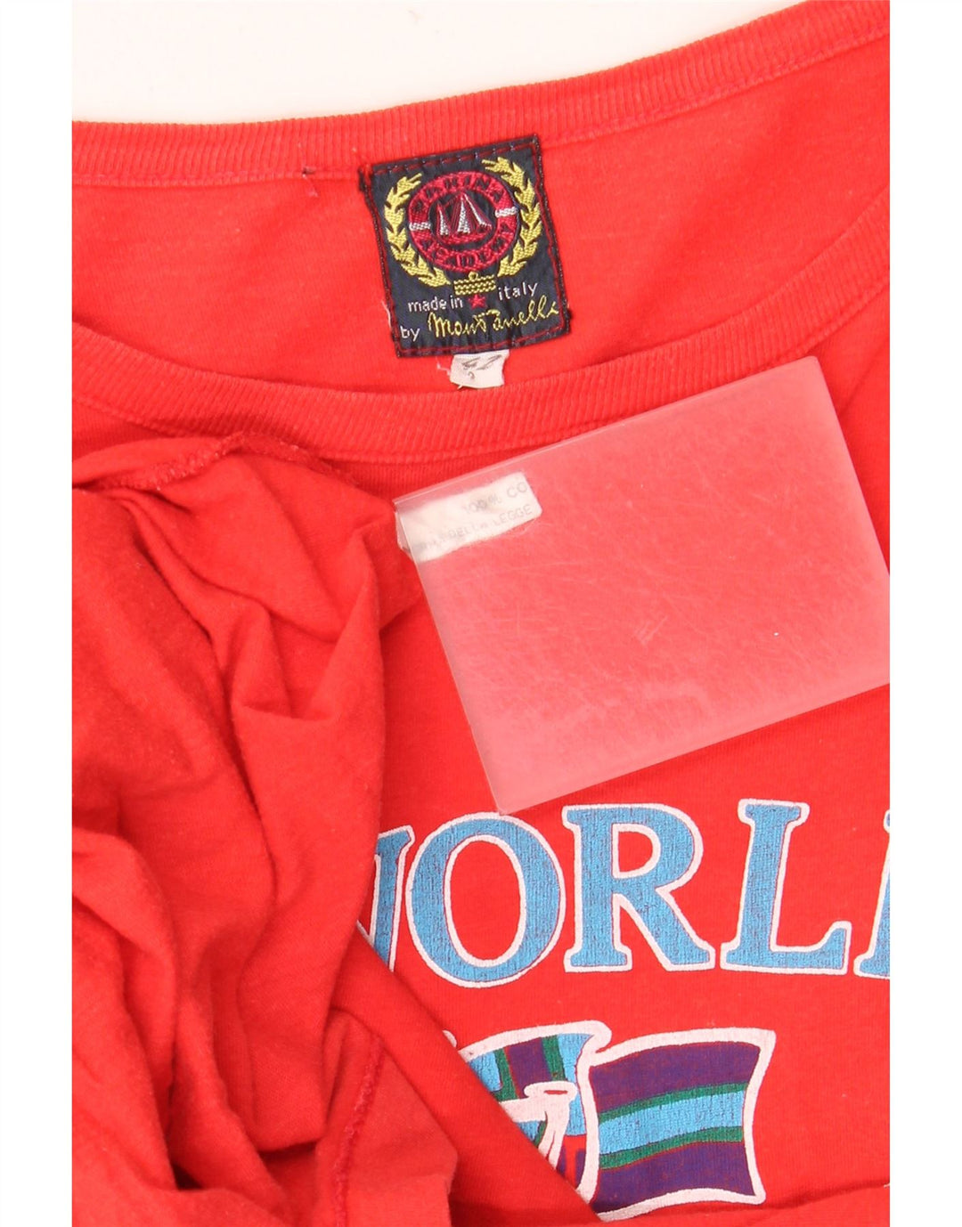 Vintage Damen Übergroßes grafisches T-Shirt-Kleid IT 42 Mittelrote Baumwolle